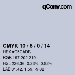 カラーコード: CMYK 10 / 8 / 0 / 14 | qconv.com
