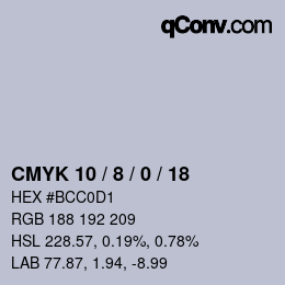 Color code: CMYK 10 / 8 / 0 / 18 | qconv.com