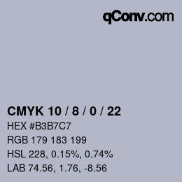 Color code: CMYK 10 / 8 / 0 / 22 | qconv.com