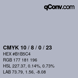 Color code: CMYK 10 / 8 / 0 / 23 | qconv.com