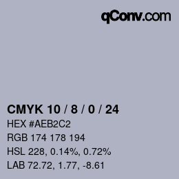 Color code: CMYK 10 / 8 / 0 / 24 | qconv.com