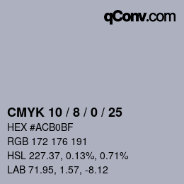 Farbcode: CMYK 10 / 8 / 0 / 25 | qconv.com