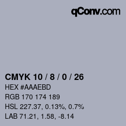 Color code: CMYK 10 / 8 / 0 / 26 | qconv.com