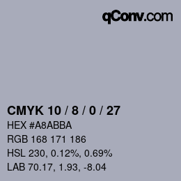 Color code: CMYK 10 / 8 / 0 / 27 | qconv.com