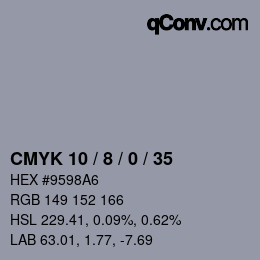 颜色代码: CMYK 10 / 8 / 0 / 35 | qconv.com