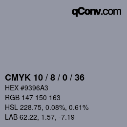 カラーコード: CMYK 10 / 8 / 0 / 36 | qconv.com