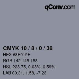 颜色代码: CMYK 10 / 8 / 0 / 38 | qconv.com