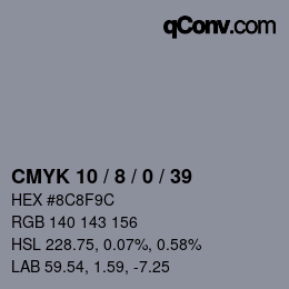 Color code: CMYK 10 / 8 / 0 / 39 | qconv.com