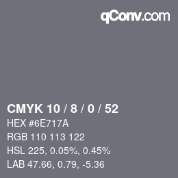 颜色代码: CMYK 10 / 8 / 0 / 52 | qconv.com