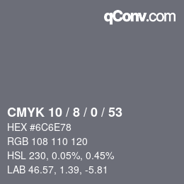 颜色代码: CMYK 10 / 8 / 0 / 53 | qconv.com