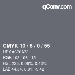 カラーコード: CMYK 10 / 8 / 0 / 55 | qconv.com