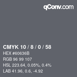 颜色代码: CMYK 10 / 8 / 0 / 58 | qconv.com
