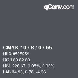 カラーコード: CMYK 10 / 8 / 0 / 65 | qconv.com