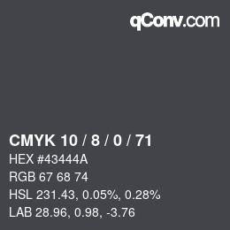 颜色代码: CMYK 10 / 8 / 0 / 71 | qconv.com