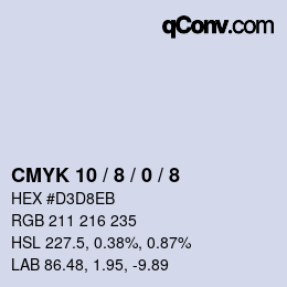 カラーコード: CMYK 10 / 8 / 0 / 8 | qconv.com
