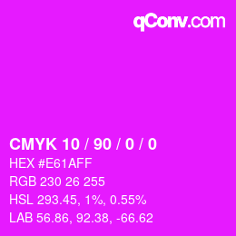 颜色代码: CMYK 10 / 90 / 0 / 0 | qconv.com