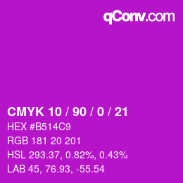 Color code: CMYK 10 / 90 / 0 / 21 | qconv.com