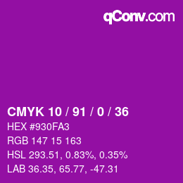 Color code: CMYK 10 / 91 / 0 / 36 | qconv.com
