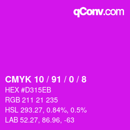 Color code: CMYK 10 / 91 / 0 / 8 | qconv.com