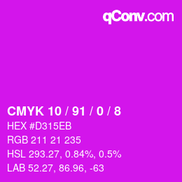 カラーコード: CMYK 10 / 91 / 0 / 8 | qconv.com