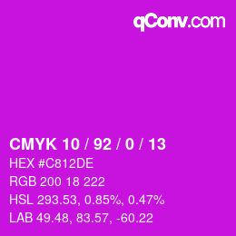 カラーコード: CMYK 10 / 92 / 0 / 13 | qconv.com