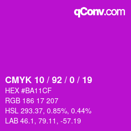 カラーコード: CMYK 10 / 92 / 0 / 19 | qconv.com