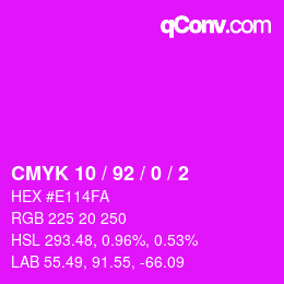 Color code: CMYK 10 / 92 / 0 / 2 | qconv.com