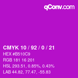 Color code: CMYK 10 / 92 / 0 / 21 | qconv.com