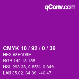カラーコード: CMYK 10 / 92 / 0 / 38 | qconv.com