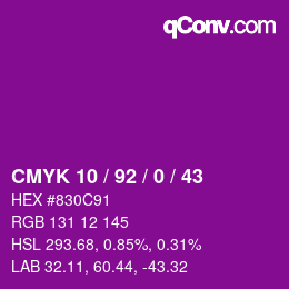 Color code: CMYK 10 / 92 / 0 / 43 | qconv.com