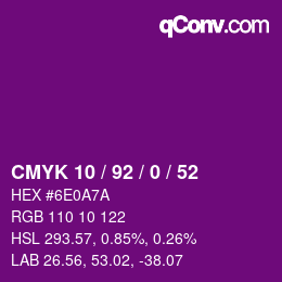 颜色代码: CMYK 10 / 92 / 0 / 52 | qconv.com