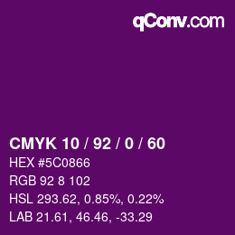 Color code: CMYK 10 / 92 / 0 / 60 | qconv.com