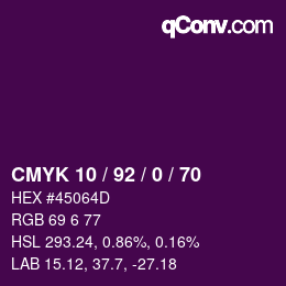 カラーコード: CMYK 10 / 92 / 0 / 70 | qconv.com