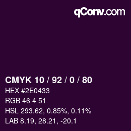 カラーコード: CMYK 10 / 92 / 0 / 80 | qconv.com