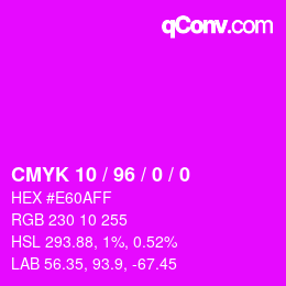 カラーコード: CMYK 10 / 96 / 0 / 0 | qconv.com