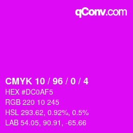 カラーコード: CMYK 10 / 96 / 0 / 4 | qconv.com