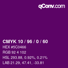 カラーコード: CMYK 10 / 96 / 0 / 60 | qconv.com
