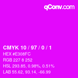 カラーコード: CMYK 10 / 97 / 0 / 1 | qconv.com