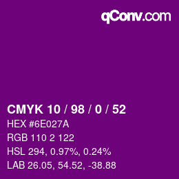 Color code: CMYK 10 / 98 / 0 / 52 | qconv.com