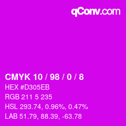 カラーコード: CMYK 10 / 98 / 0 / 8 | qconv.com