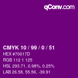 Color code: CMYK 10 / 99 / 0 / 51 | qconv.com