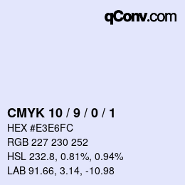 颜色代码: CMYK 10 / 9 / 0 / 1 | qconv.com