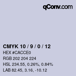 颜色代码: CMYK 10 / 9 / 0 / 12 | qconv.com