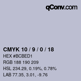 カラーコード: CMYK 10 / 9 / 0 / 18 | qconv.com