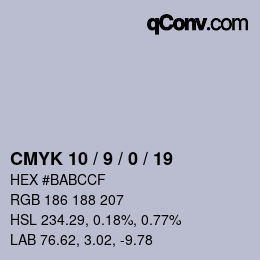 カラーコード: CMYK 10 / 9 / 0 / 19 | qconv.com