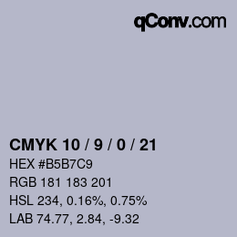 カラーコード: CMYK 10 / 9 / 0 / 21 | qconv.com