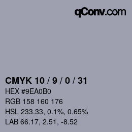Color code: CMYK 10 / 9 / 0 / 31 | qconv.com