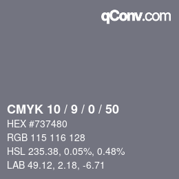 Color code: CMYK 10 / 9 / 0 / 50 | qconv.com