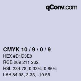 カラーコード: CMYK 10 / 9 / 0 / 9 | qconv.com