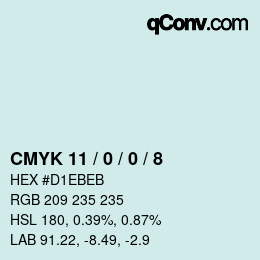 カラーコード: CMYK 11 / 0 / 0 / 8 | qconv.com